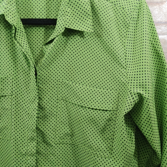 Liz Claiborne Polka Dots Green Blouse Size M - Picture 2 of 4